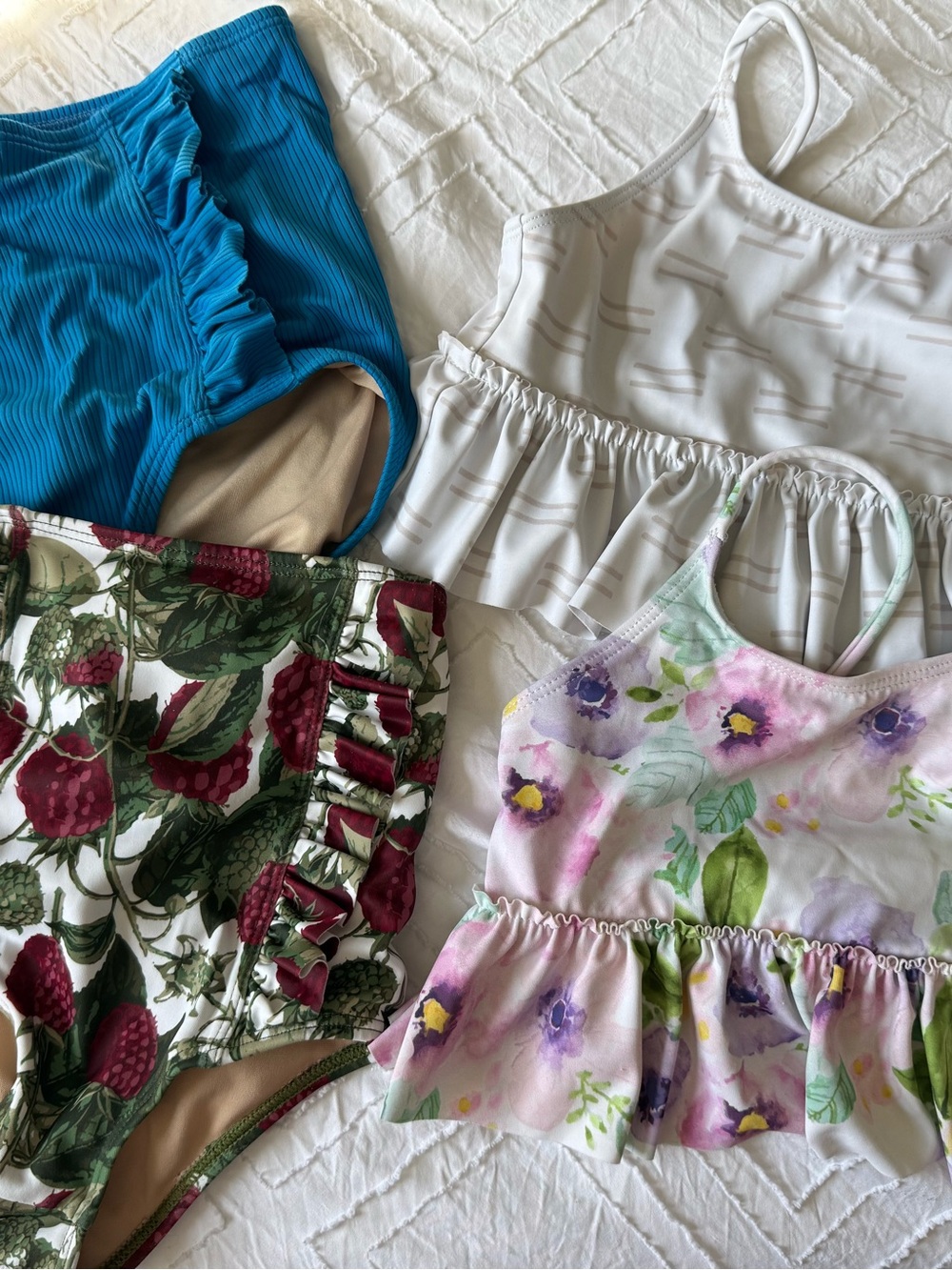 Kids Floral Ruffle Swim Bottoms and Tops - 5-piece lot, size 4/5
